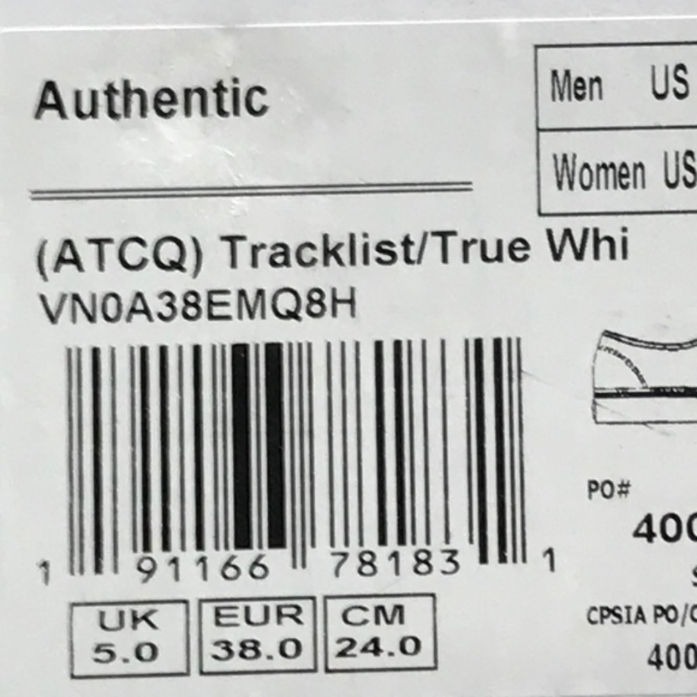 Vans Authentic ATCQ Tracklist True White Shoes‎ - Picture 8 of 8